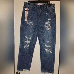Distressed Blue Denim Jeans